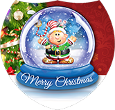 Christmas Elf in a snow globe Shield Insert [SH-4215]