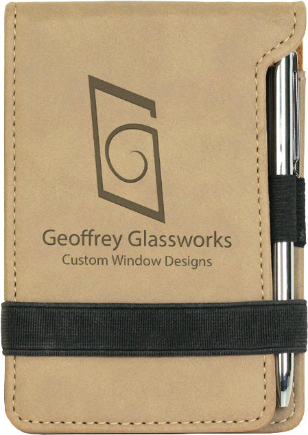 Light Brown Leatherette Notepad with Pen [NTPDJ-214]