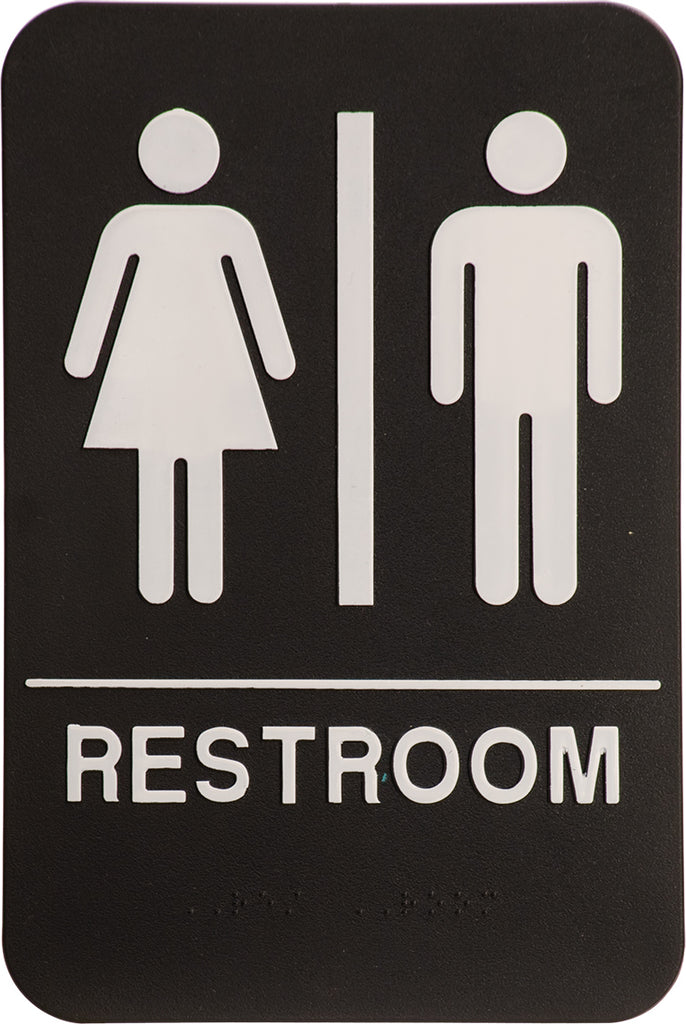 ADA 6 x 9 Black/White Unisex Restroom Sign [AJDA-104]