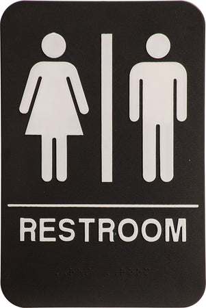 ADA 6 x 9 Black/White Unisex Restroom Sign [AJDA-104]