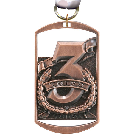 3rd Place Dog Tag Medal - 2.75" [M275DT-3RD-B]