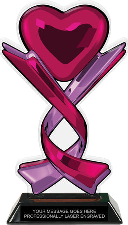 Heart & Ribbons Colorix Acrylic Trophy - 8.5 inch [TACR85-HRT-Q]