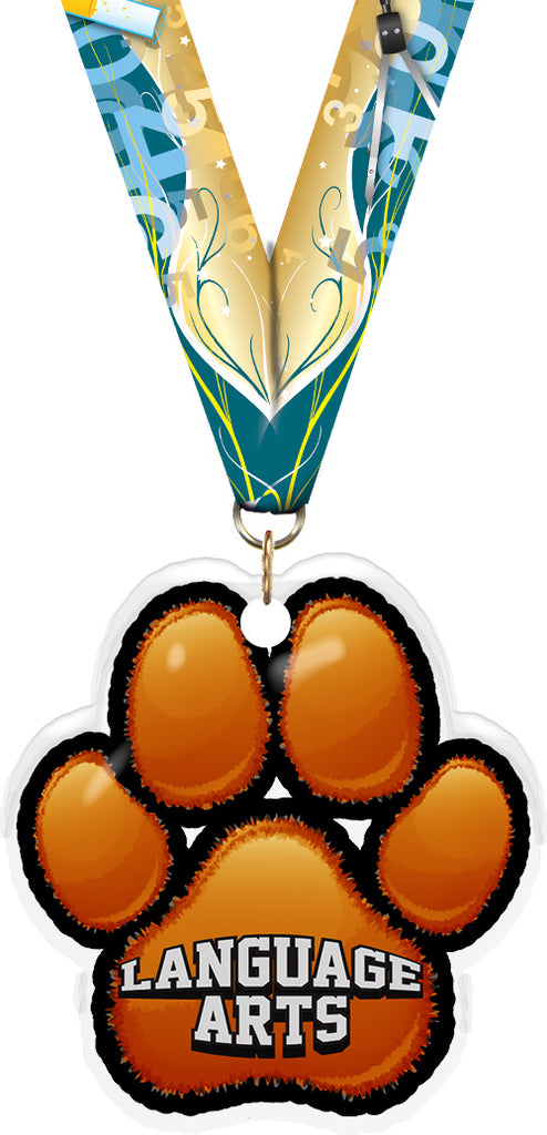 Language Arts Paw Acrylic Medal- 2.75 inch [MACR2-PAW-ELA-Q]