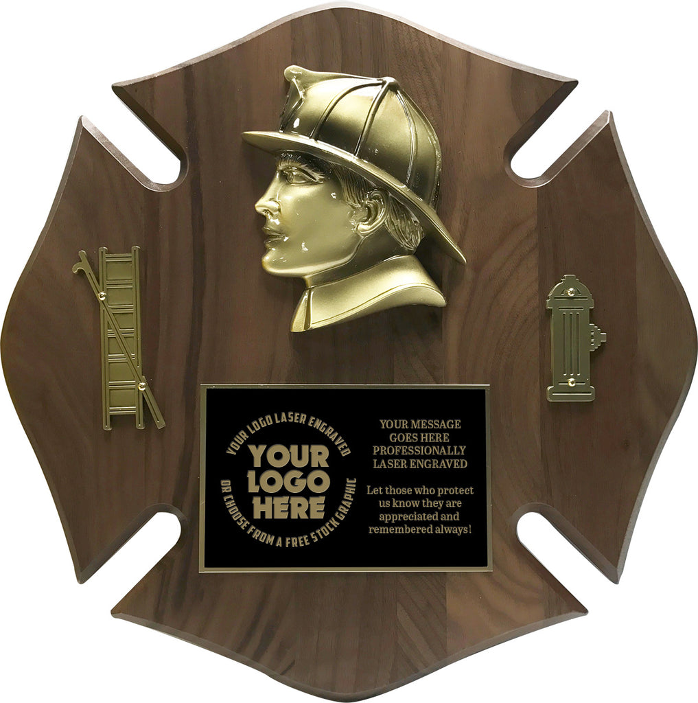 Genuine Walnut Maltese Cross Plaque- 12x12 inch [PFFMLT12]
