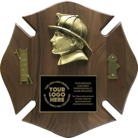 Genuine Walnut Maltese Cross Plaque- 12x12 inch [PFFMLT12]