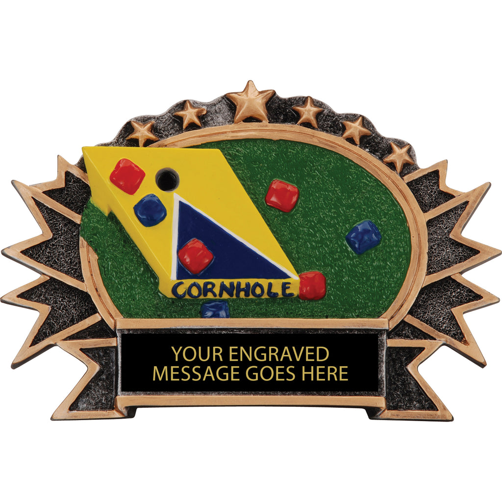 Cornhole Resin Oval Trophy 8"x6" [CRNPLT86]