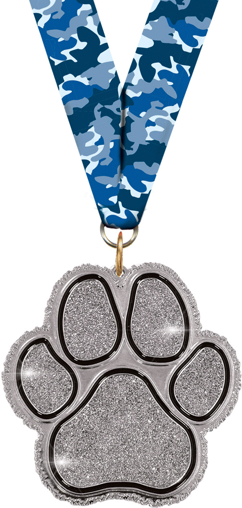 Glitter Paw Medal- Silver [MGPAW3-S]