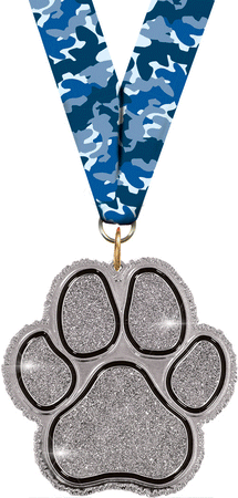 Glitter Paw Medal- Silver [MGPAW3-S]