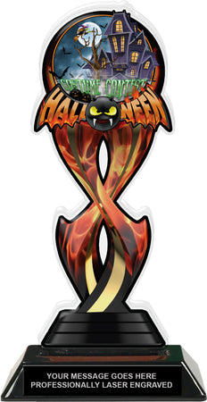 Halloween Bat Costume Contest Tribal Flames Acrylic Trophy - 10 inch [TACR10-TF-HLWN-BAT-COCO-Q]