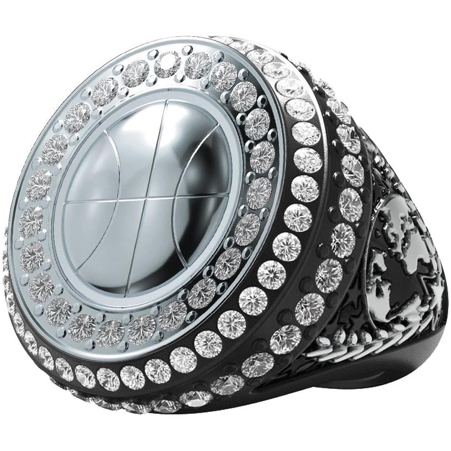 Basketball World Class Championship Stones Ring - Black Nickel [RSWCG-BK-STN-K]