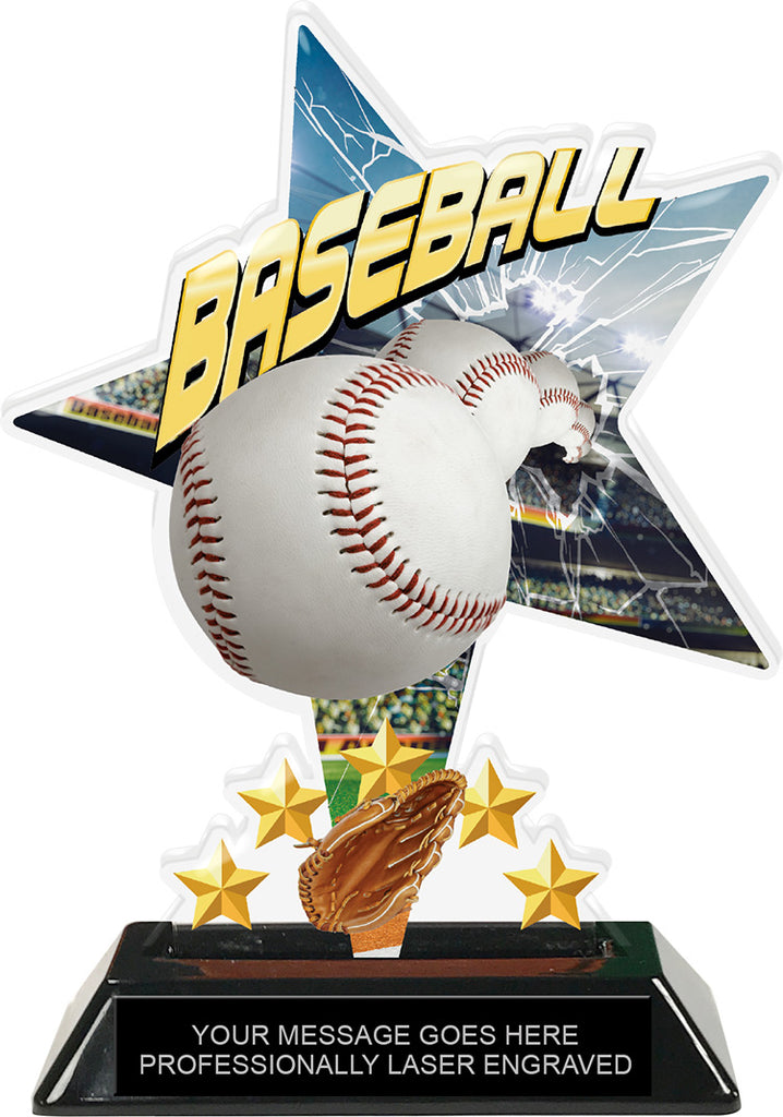 Baseball Shattered Star Colorix Acrylic Trophy- 7 inch [TACR7-STR-BS-Q]