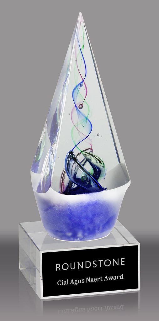Arrow Shaped Art Glass Award with Frosted Glass Accent 7" AGT2264
