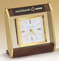 Floating Glass Clock with Square Goldtone Bezel [TDC911]