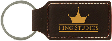 Black Laserable Leatherette Rectangle Keychain [KCRECT-242]