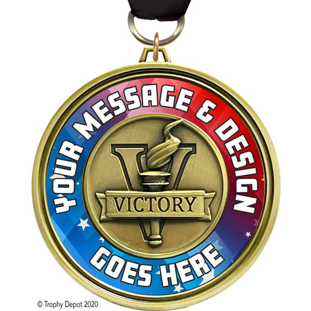 Custom 3 inch Eclipse Insert Medal - Victory Torch [MXEL1-VY]