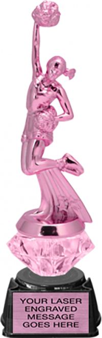 Cheer Pink Metallic Diamond Riser Trophy on Synthetic Regal Base [TDRPNK8-CH]