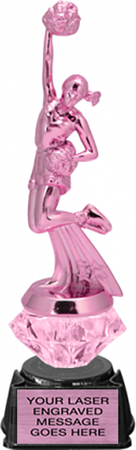 Cheer Pink Metallic Diamond Riser Trophy on Synthetic Regal Base [TDRPNK8-CH]