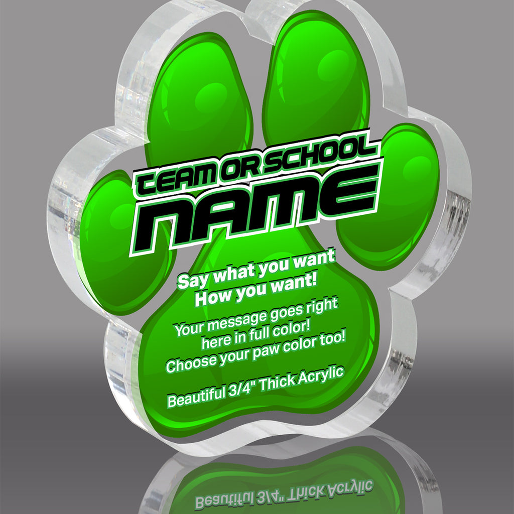 3/4 inch Green Acrylic ColorPaws
