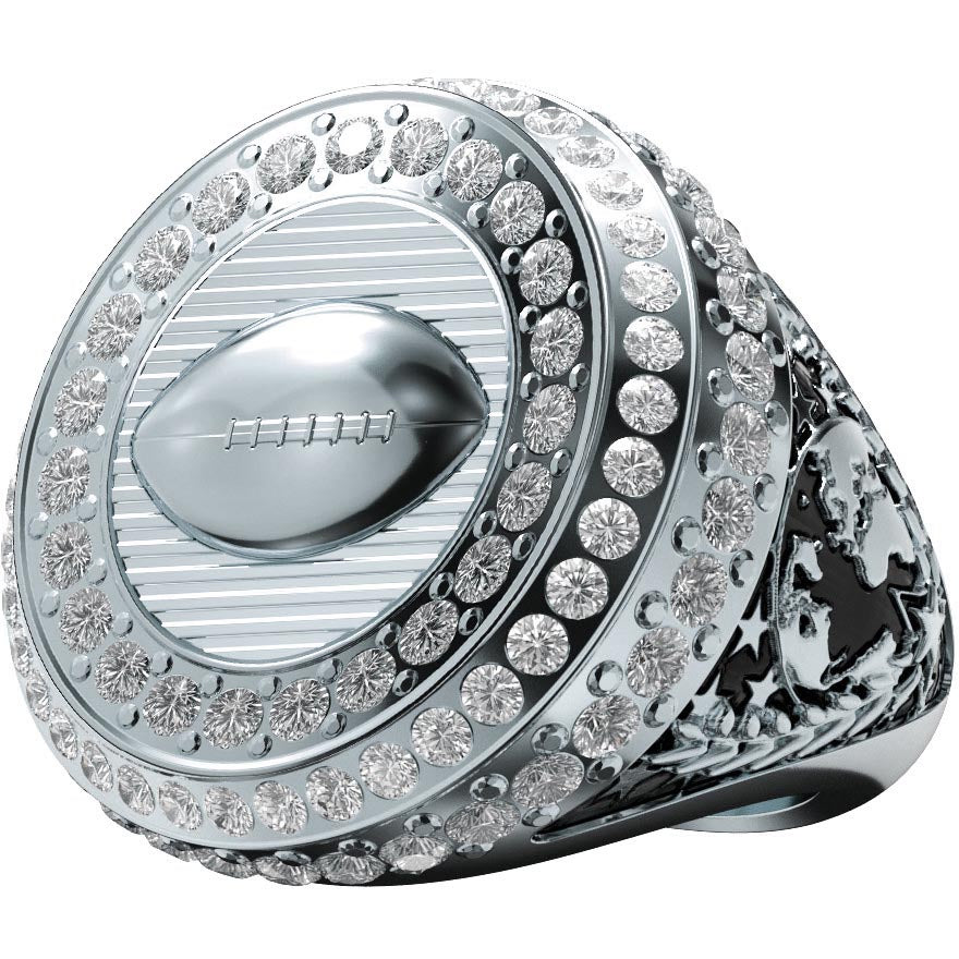 Football World Class Championship Stones Ring - Silver [RSWCG-FB-STN-S]