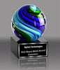 Two-Tone Blue & Green Sphere Art Glass Award [AGJ56-5]