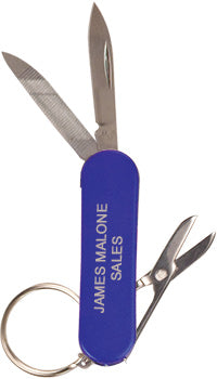 3 Function Pocket Knife Keychain- Blue [PKTKF004-BLU]