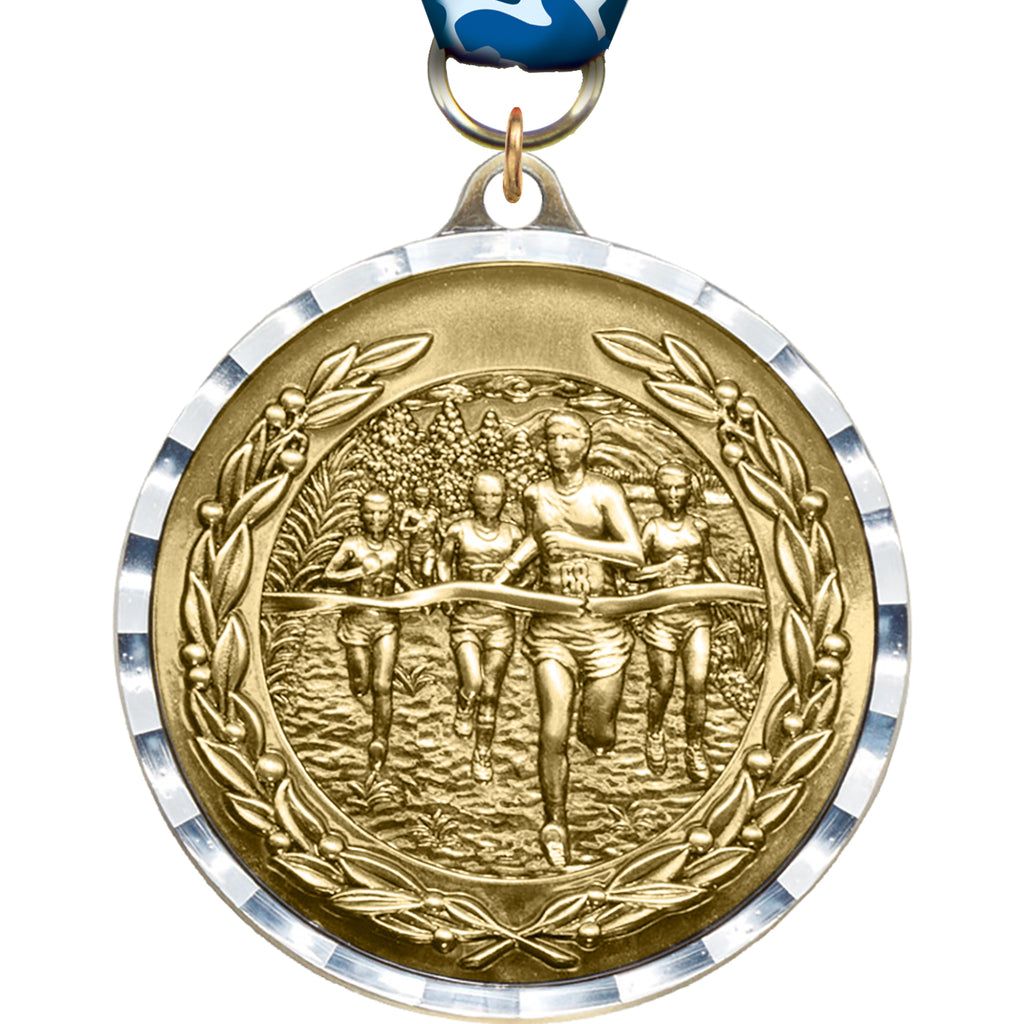 Cross Country Diecast Medal with Diamond Cut Border