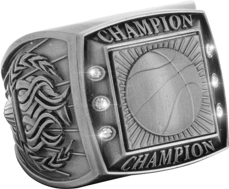 Championship Ring with Activity Insert- Basketball Silver [RGSJ-S-CHMP-BK]