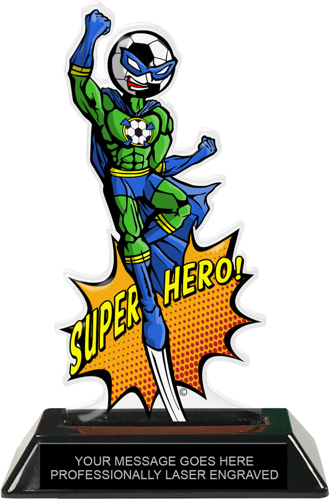 Soccer Male Super Hero Acrylic Trophy- 8 inch [TACR8-SH-SCM-Q]
