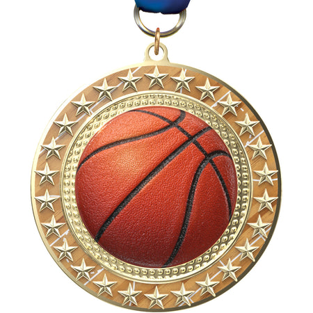 3" Basketball Radiant Star Medal [MSRSB3-BK]