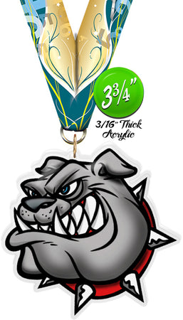 Bulldog Mascot Colorix-M Acrylic Medal [MACR375-BLDG-Q]