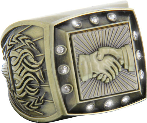 Championship Ring with Activity Insert- Handshake Gold [RGSJ-G-12ST-HNDSHK]