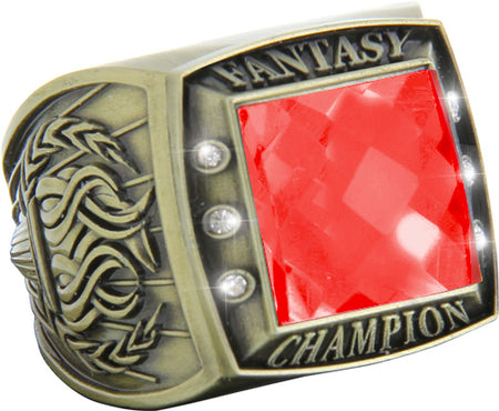 Fantasy Championship Ring with Red Center Stone- Gold [RGSJ-G-FANCH-RED]