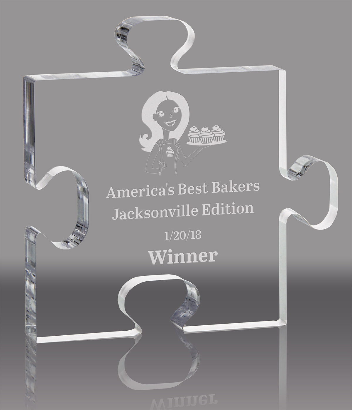 Puzzle Piece Clear Acrylic Awards- Engraved – Trophy Depot