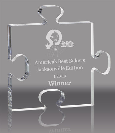 Puzzle Piece Clear Acrylic Award - 5.25 inch [APZL2-5-Q]