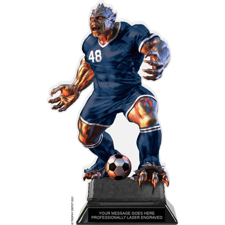 Beast Soccer Choose Your Number Acrylic Trophy - 10 inch Navy [TACR10-BST-SC-NVY-Q]