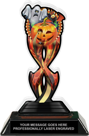 Halloween Pumpkin Tribal Flames Acrylic Trophy - 7 inch [TACR7-TF-HLWN-PMPGB-Q]