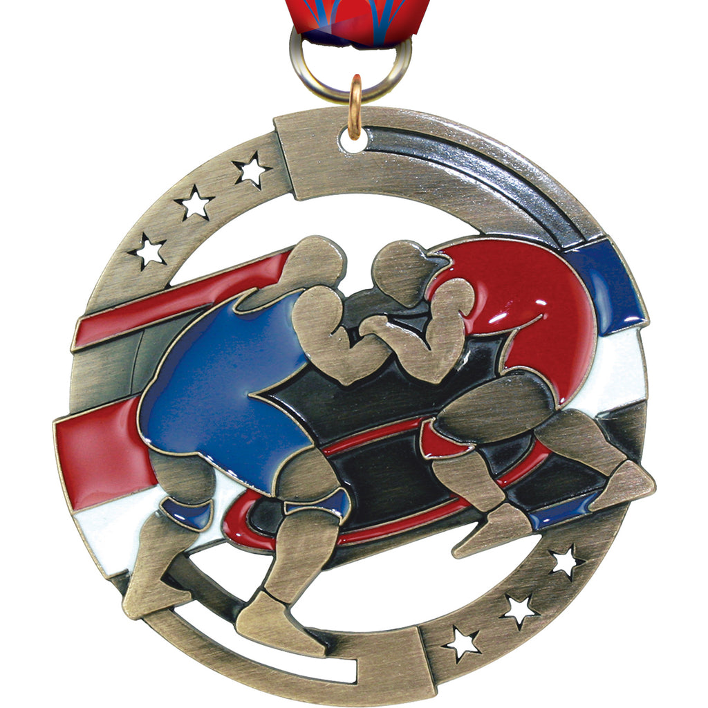 2.75" Wrestling Dimensional Color Medal [M3EM-WS]