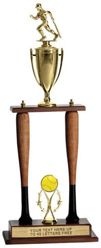 Two Baseball Bat Column Trophy - 29 inch [TBAT29-Bat-14in]