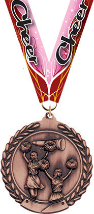 2.75 in Cheer Wreath Framed Medal- Bronze [M311-CH-B]