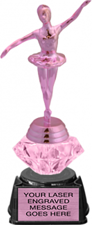 Ballet Pink Metallic Diamond Riser Trophy on Synthetic Regal Base [TDRPNK8-BLT]