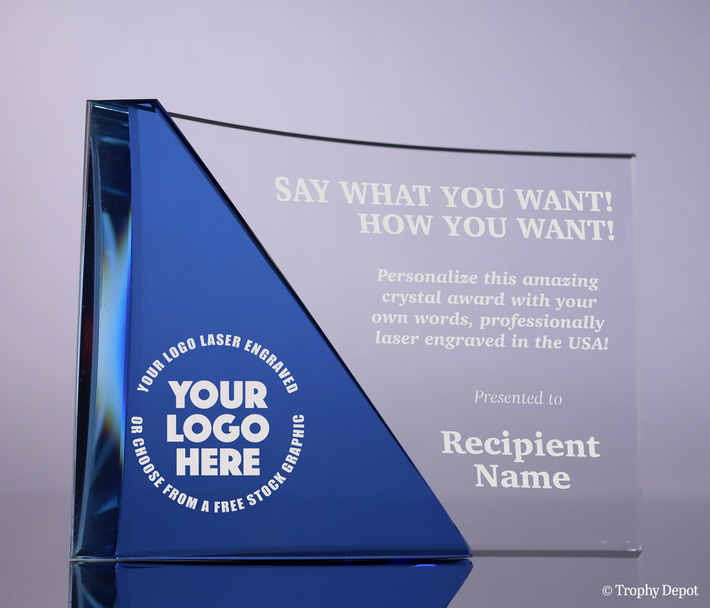 Curved Blue Crystal Award [CM830-85]