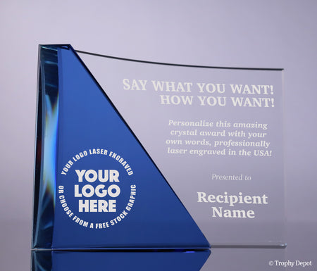 Curved Blue Crystal Award [CM830-85]