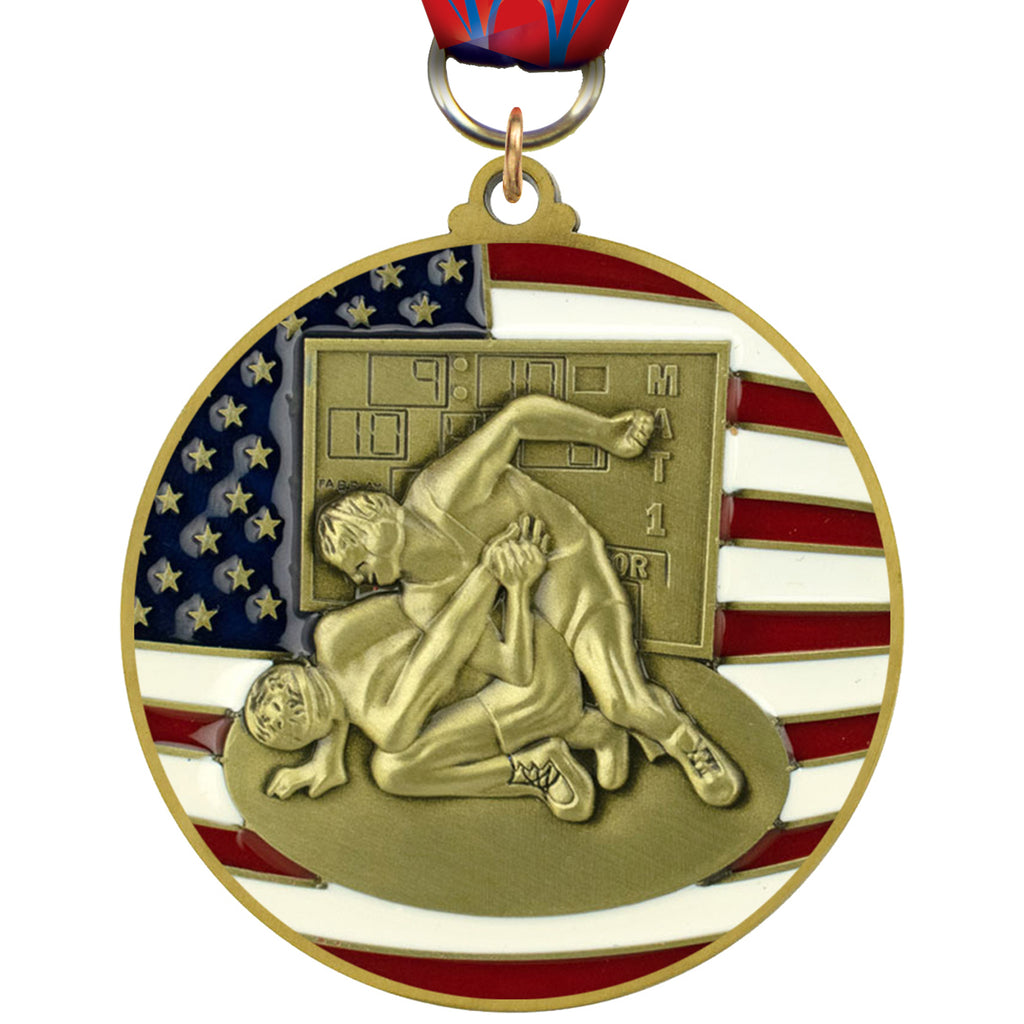 2.75" Wrestling Patriotic Medal [MSUS2-WS]