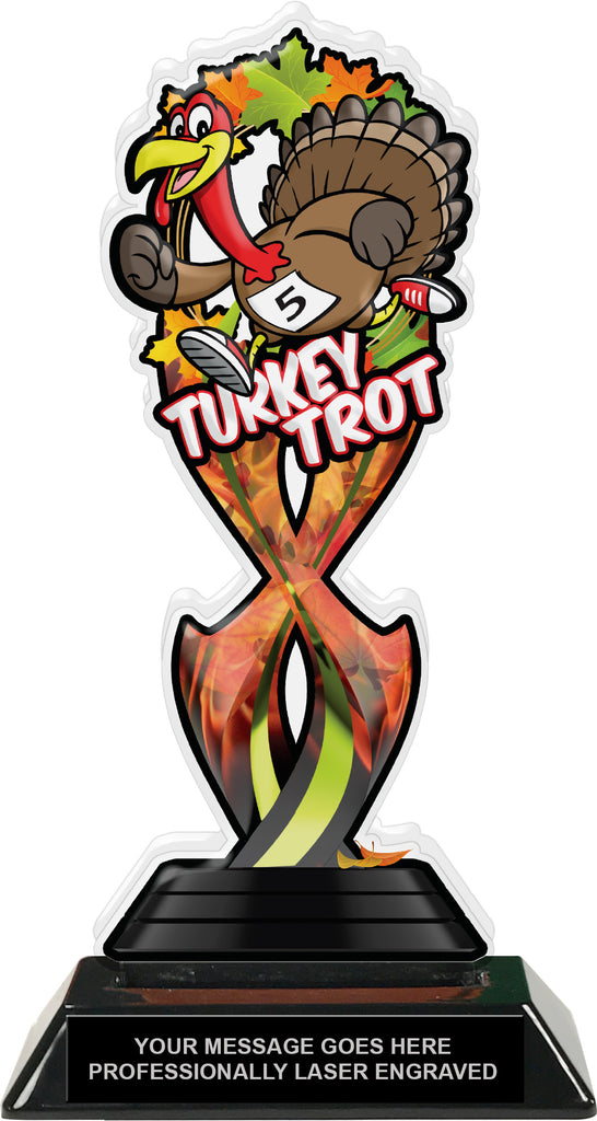 Turkey Trot Tribal Flames Acrylic Trophy - 8.5 inch [TACR85-TF-TRKTRT-Q]