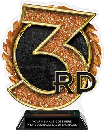 3rd Place Colorix-T Acrylic Trophy- 8.25 inch [TACR8-3RD-Q]
