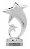 Silver Double Shooting Star figure on Marble Base Trophy [TDS-W-S]