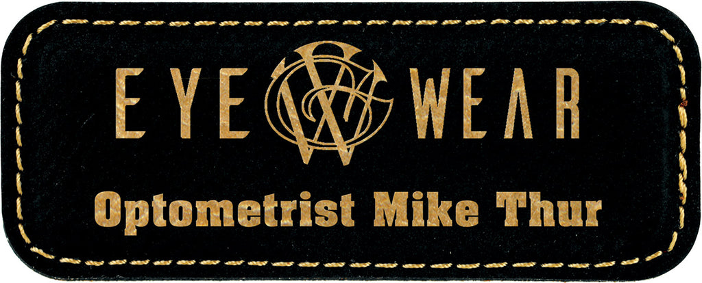 Leatherette Rectangle Badge - Black/Gold [BJRCTS-3]