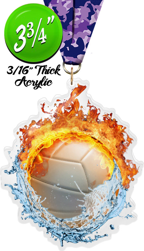 Fire & Water Volleyball Colorix-M Acrylic Medal [MACR375-FW-VB-Q]