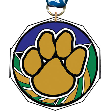 Paw Print Decagon Painted Medal [MDCM2-PAW]