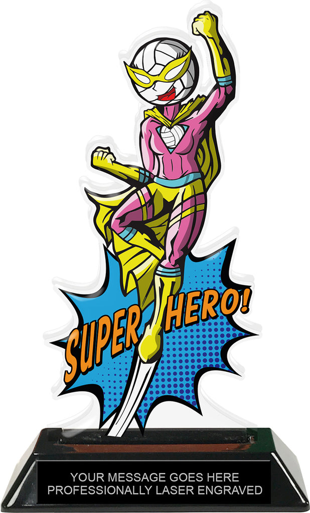 Volleyball Female Super Hero Acrylic Trophy- 8 inch [TACR8-SH-VBF-Q]